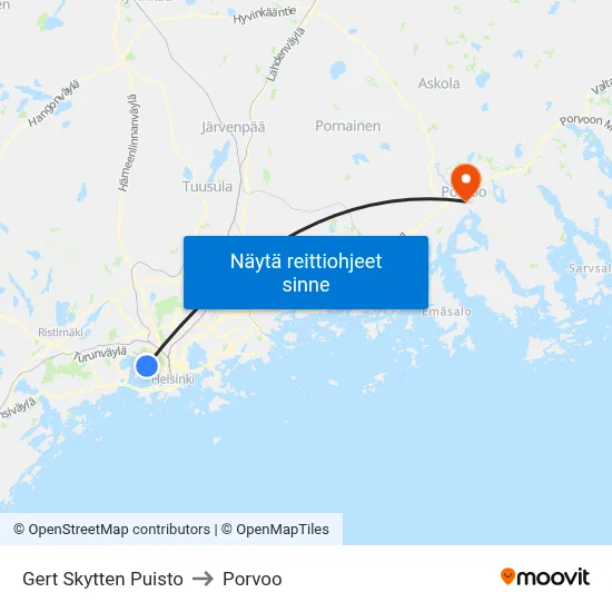 Gert Skytten Puisto to Porvoo map
