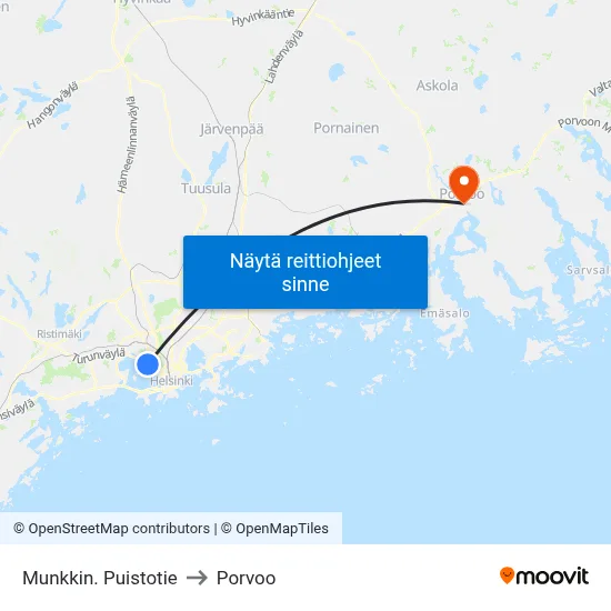 Munkkin. Puistotie to Porvoo map