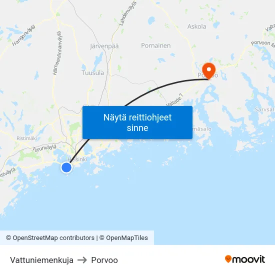 Vattuniemenkuja to Porvoo map