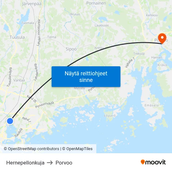 Hernepellonkuja to Porvoo map