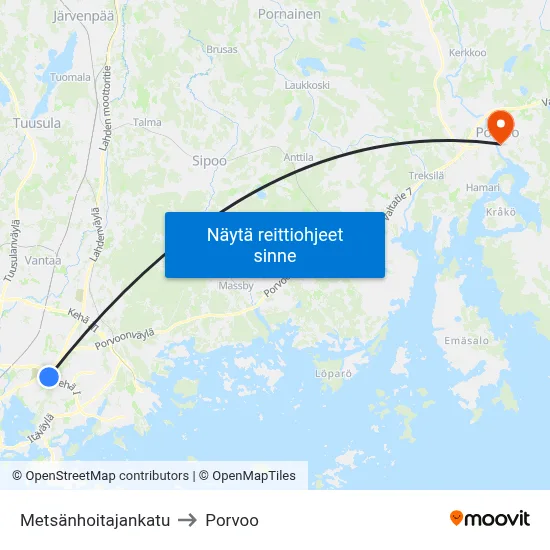 Metsänhoitajankatu to Porvoo map