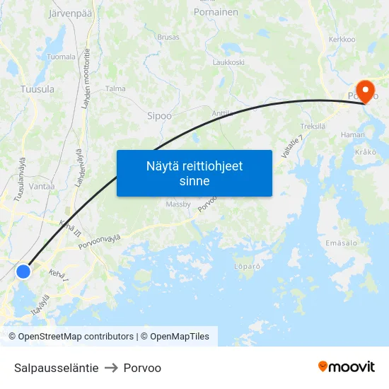 Salpausseläntie to Porvoo map