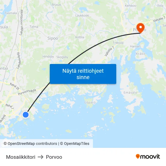 Mosaiikkitori to Porvoo map