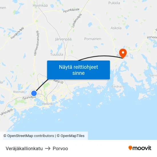 Veräjäkallionkatu to Porvoo map