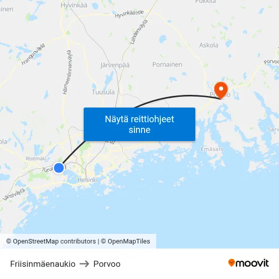 Friisinmäenaukio to Porvoo map