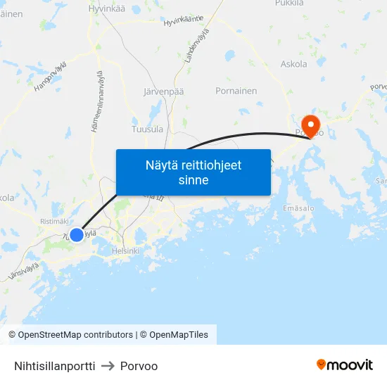 Nihtisillanportti to Porvoo map