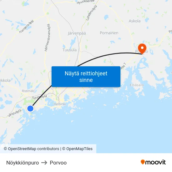 Nöykkiönpuro to Porvoo map