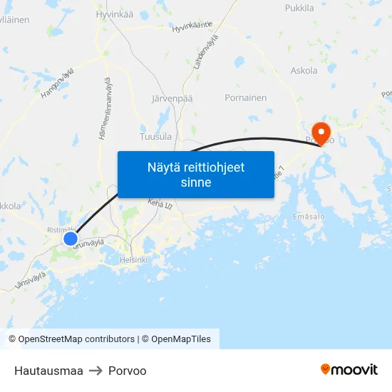 Hautausmaa to Porvoo map
