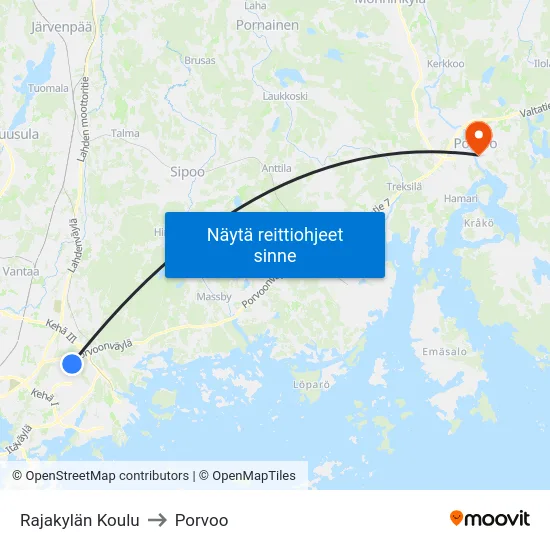 Rajakylän Koulu to Porvoo map
