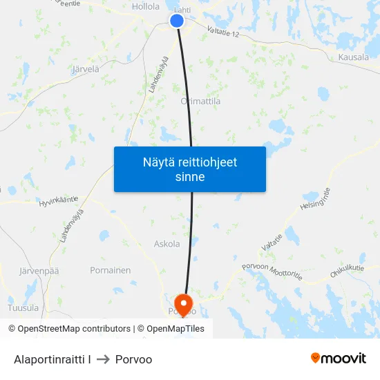 Alaportinraitti I to Porvoo map