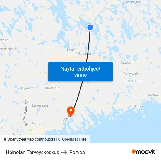 Heinolan Terveyskeskus to Porvoo map