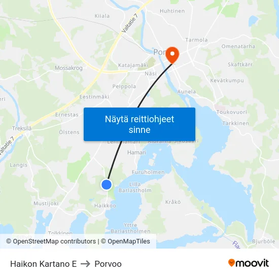 Haikon Kartano E to Porvoo map