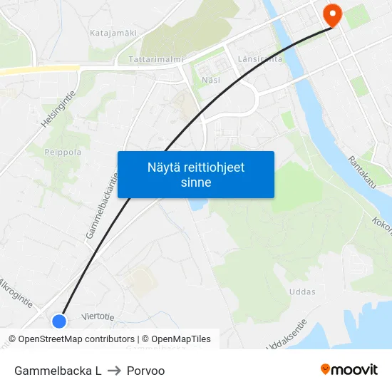 Gammelbacka L to Porvoo map