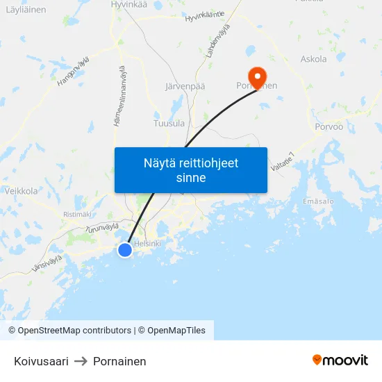 Koivusaari to Pornainen map