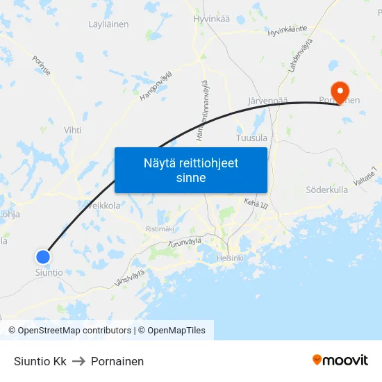Siuntio Kk to Pornainen map
