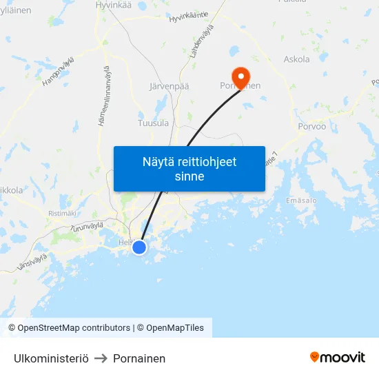 Ulkoministeriö to Pornainen map