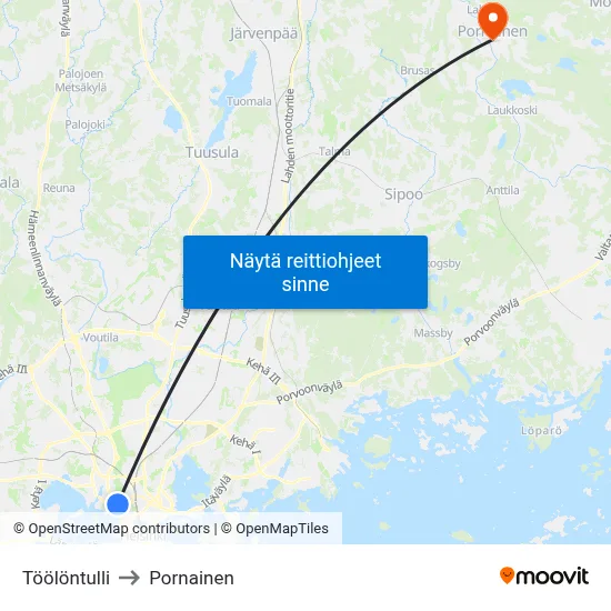 Töölöntulli to Pornainen map