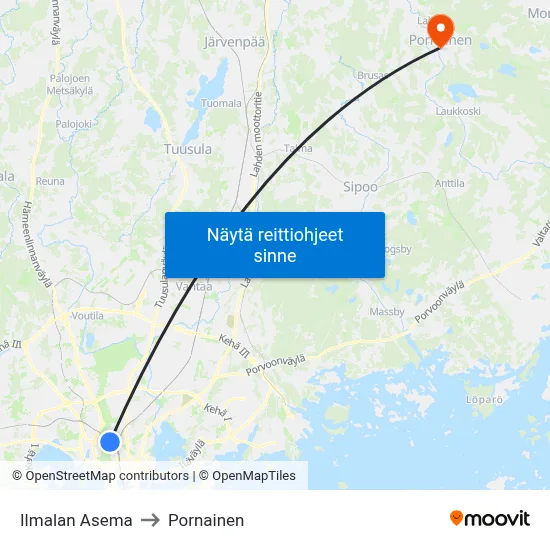 Ilmalan Asema to Pornainen map