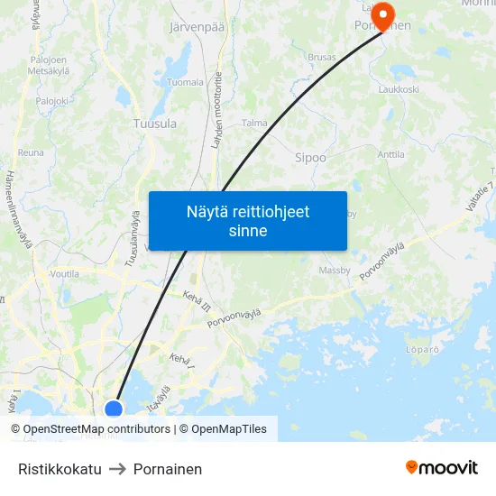 Ristikkokatu to Pornainen map