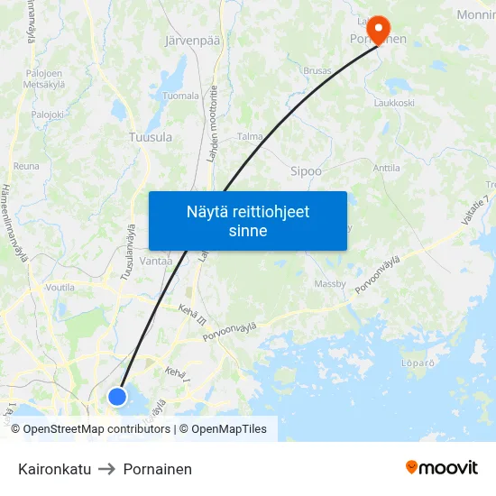 Kaironkatu to Pornainen map