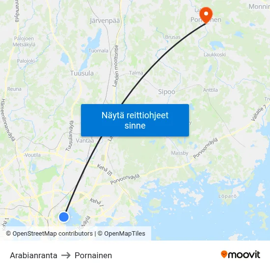 Arabianranta to Pornainen map
