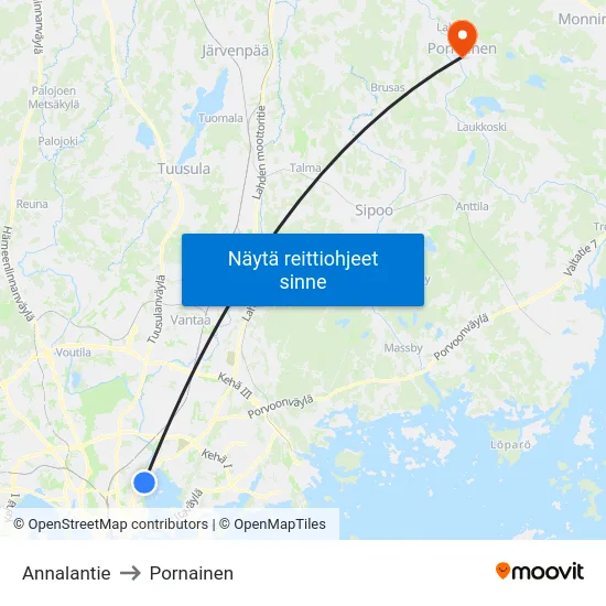 Annalantie to Pornainen map