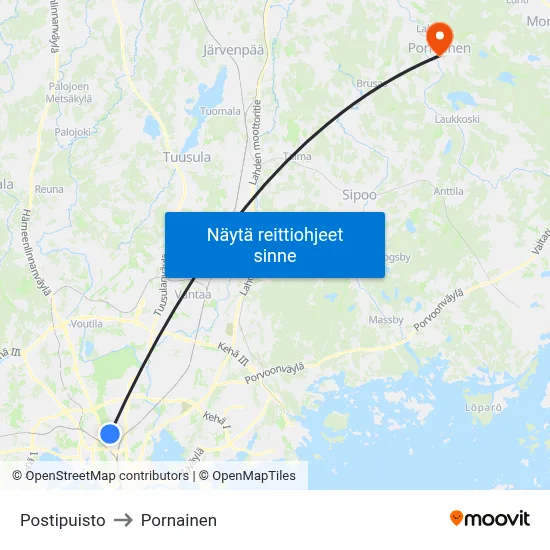 Postipuisto to Pornainen map