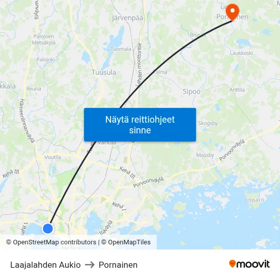 Laajalahden Aukio to Pornainen map