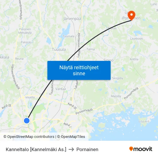 Kanneltalo [Kannelmäki As.] to Pornainen map