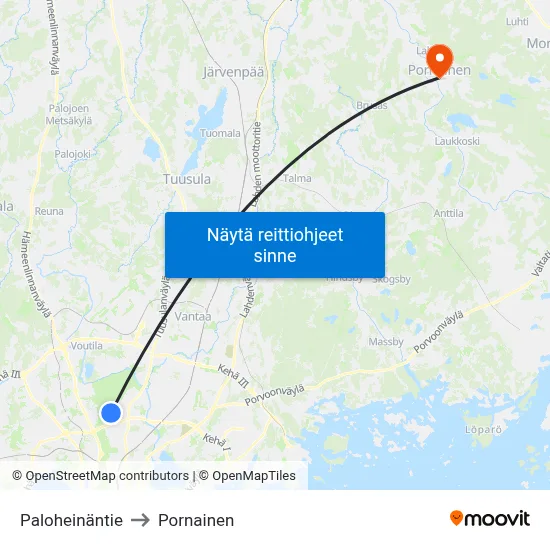 Paloheinäntie to Pornainen map