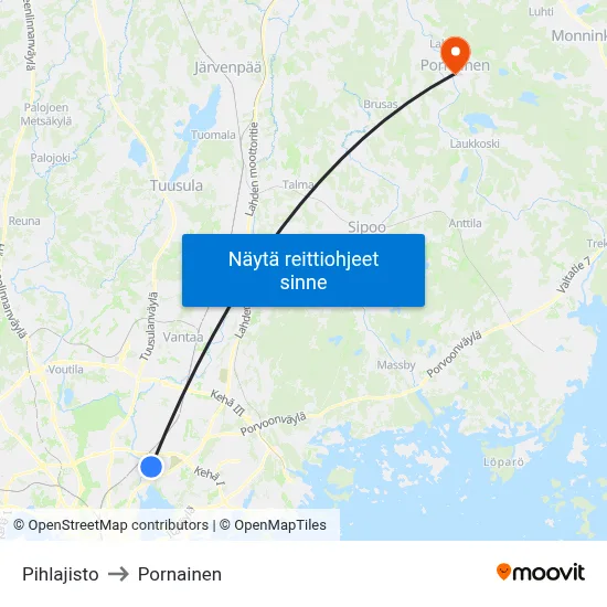 Pihlajisto to Pornainen map