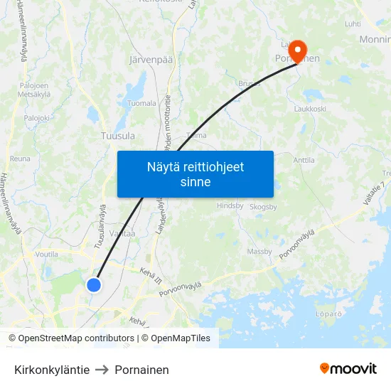 Kirkonkyläntie to Pornainen map