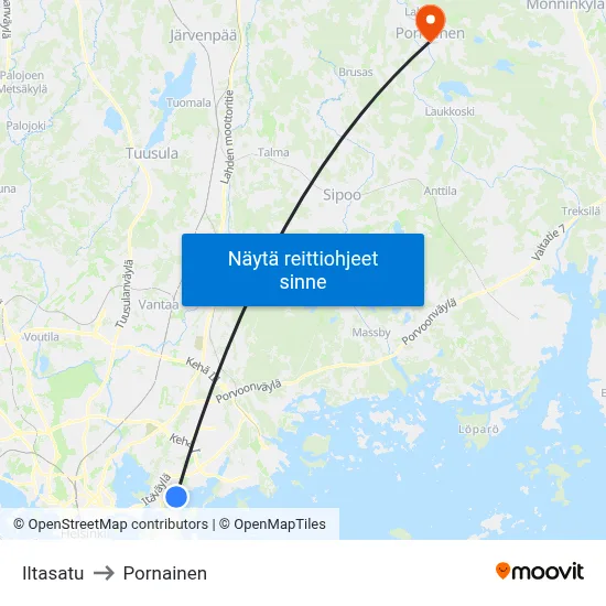 Iltasatu to Pornainen map