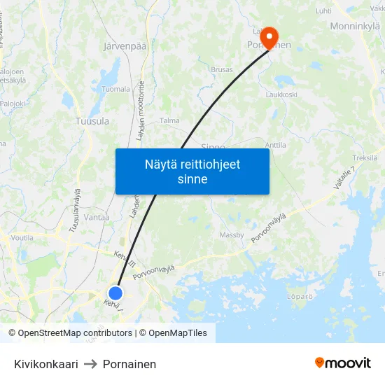 Kivikonkaari to Pornainen map