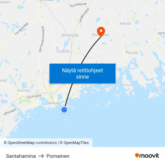 Santahamina to Pornainen map