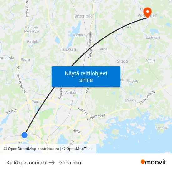 Kalkkipellonmäki to Pornainen map