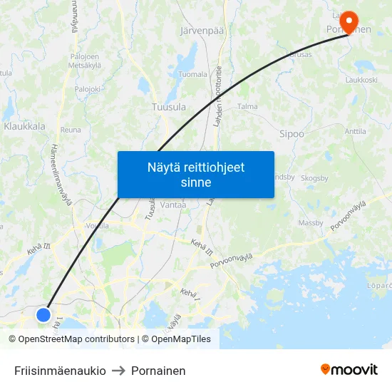Friisinmäenaukio to Pornainen map