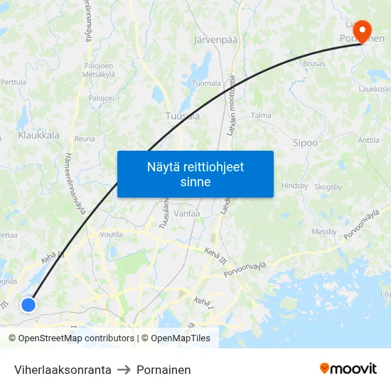 Viherlaaksonranta to Pornainen map