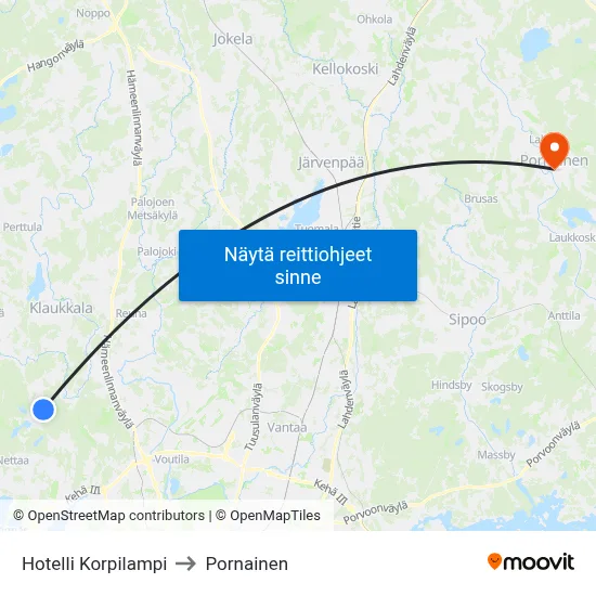 Hotelli Korpilampi to Pornainen map