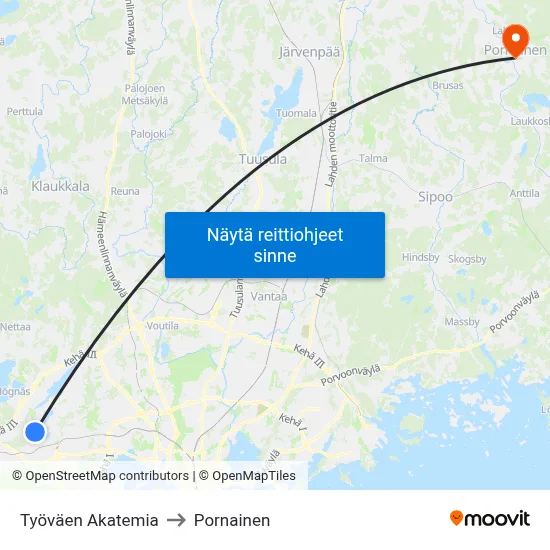 Työväen Akatemia to Pornainen map