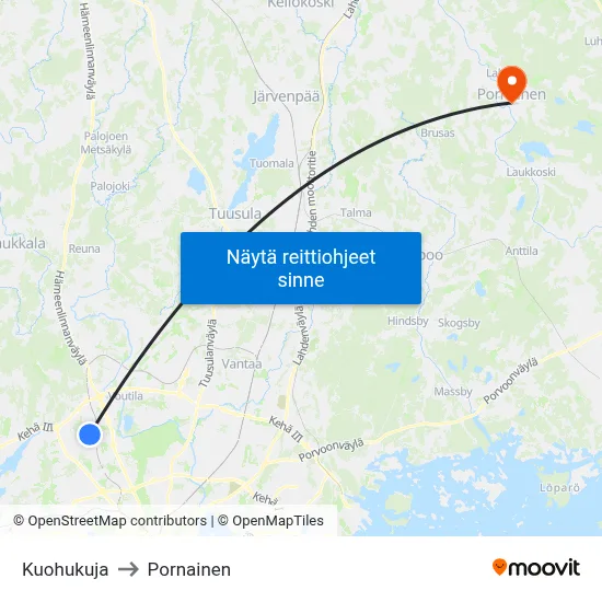 Kuohukuja to Pornainen map
