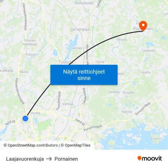 Laajavuorenkuja to Pornainen map