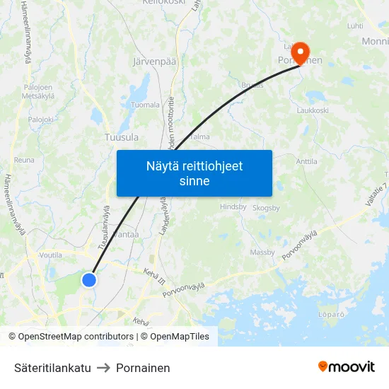 Säteritilankatu to Pornainen map