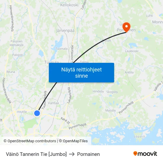 Väinö Tannerin Tie  [Jumbo] to Pornainen map