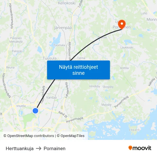 Herttuankuja to Pornainen map