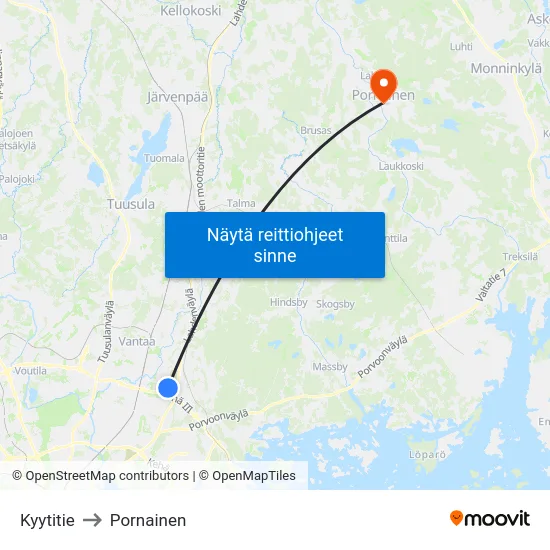 Kyytitie to Pornainen map