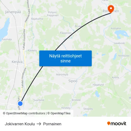 Jokivarren Koulu to Pornainen map