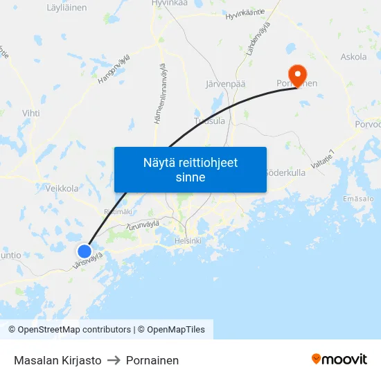 Masalan Kirjasto to Pornainen map