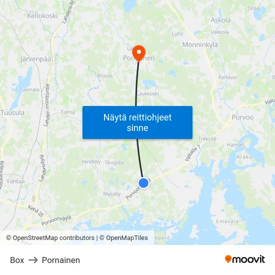 Box to Pornainen map