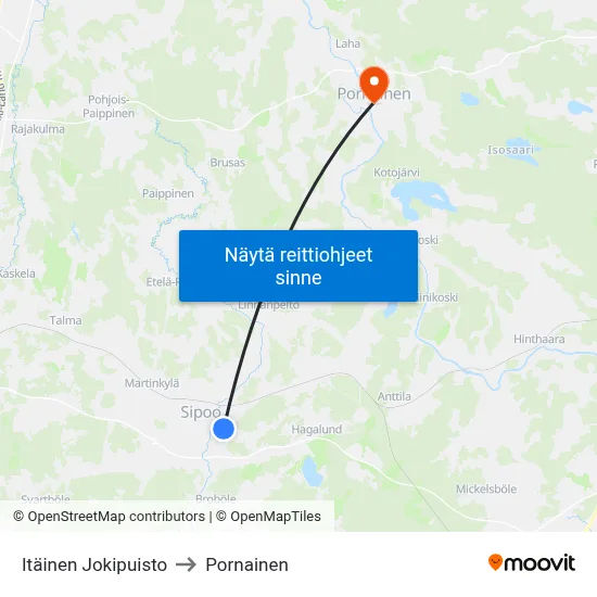 Itäinen Jokipuisto to Pornainen map